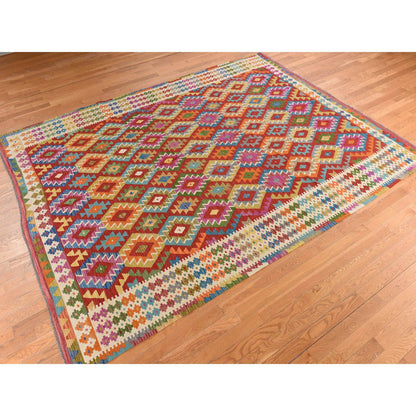 Flateweave Wool Hand Loomed Rug Red 8.6X11.0  -O078344