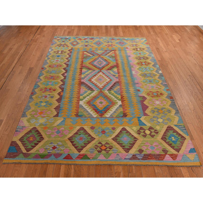 Flateweave Wool Hand Loomed Rug Green 8.3X11.2  -O078345