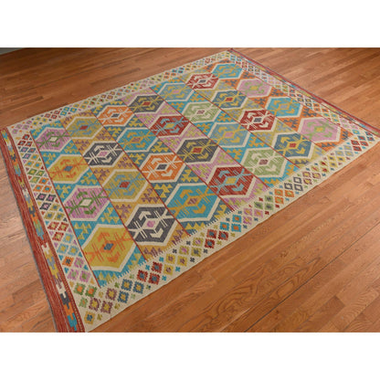 Flateweave Wool Hand Loomed Rug Ivory 8.4X10.10  -O078346