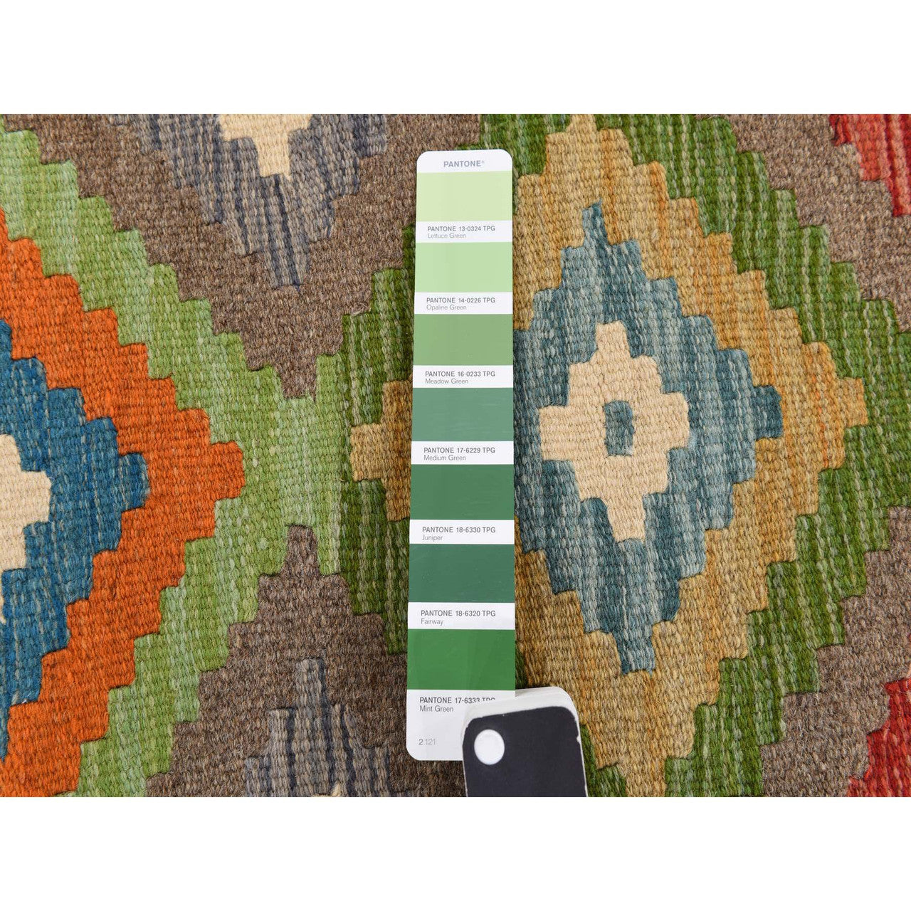 Flateweave Wool Hand Loomed Rug Green 8.4X9.10  -O078347