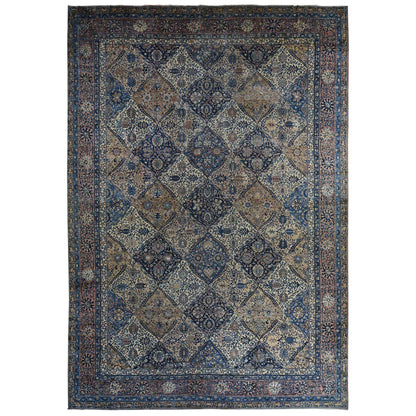 Antique Wool Hand Knotted Rug Ivory 12.7x19.0 -O078349