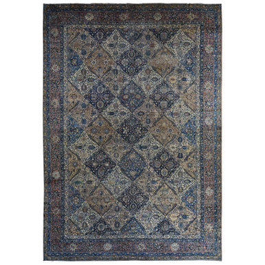 Antique Wool Hand Knotted Rug Ivory 12.7x19.0 -O078349