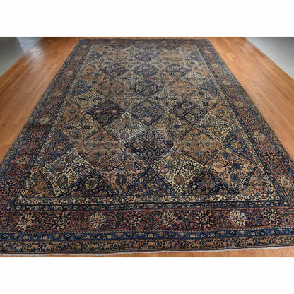 Antique Wool Hand Knotted Rug Ivory 12.7x19.0 -O078349