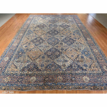 Antique Wool Hand Knotted Rug Ivory 12.7x19.0 -O078349