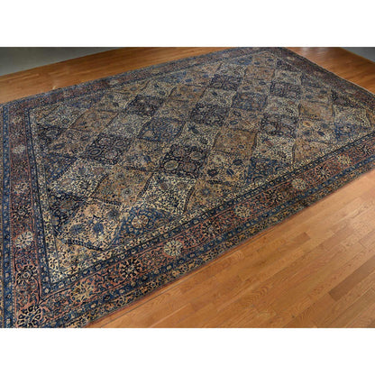 Antique Wool Hand Knotted Rug Ivory 12.7x19.0 -O078349