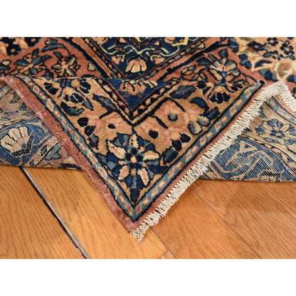Antique Wool Hand Knotted Rug Ivory 12.7x19.0 -O078349