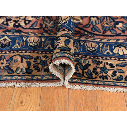 Antique Wool Hand Knotted Rug Ivory 12.7x19.0 -O078349