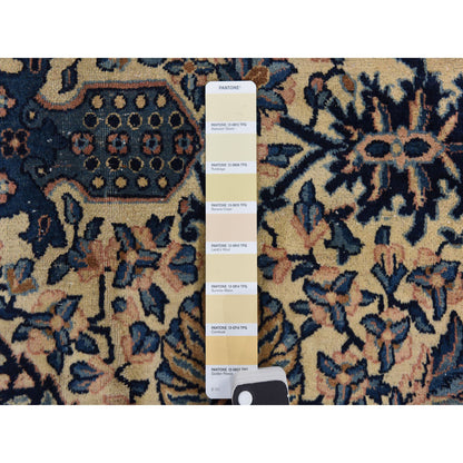 Antique Wool Hand Knotted Rug Ivory 12.7x19.0 -O078349