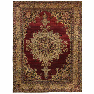 Antique Wool Hand Knotted Rug Red 10.10x15.3 -O078350