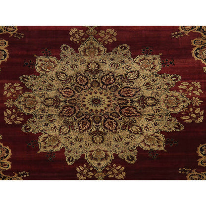 Antique Wool Hand Knotted Rug Red 10.10x15.3 -O078350