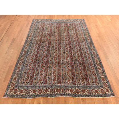 Antique Wool Hand Knotted Rug Red 7.0x10.4 -O078352