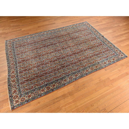 Antique Wool Hand Knotted Rug Red 7.0x10.4 -O078352