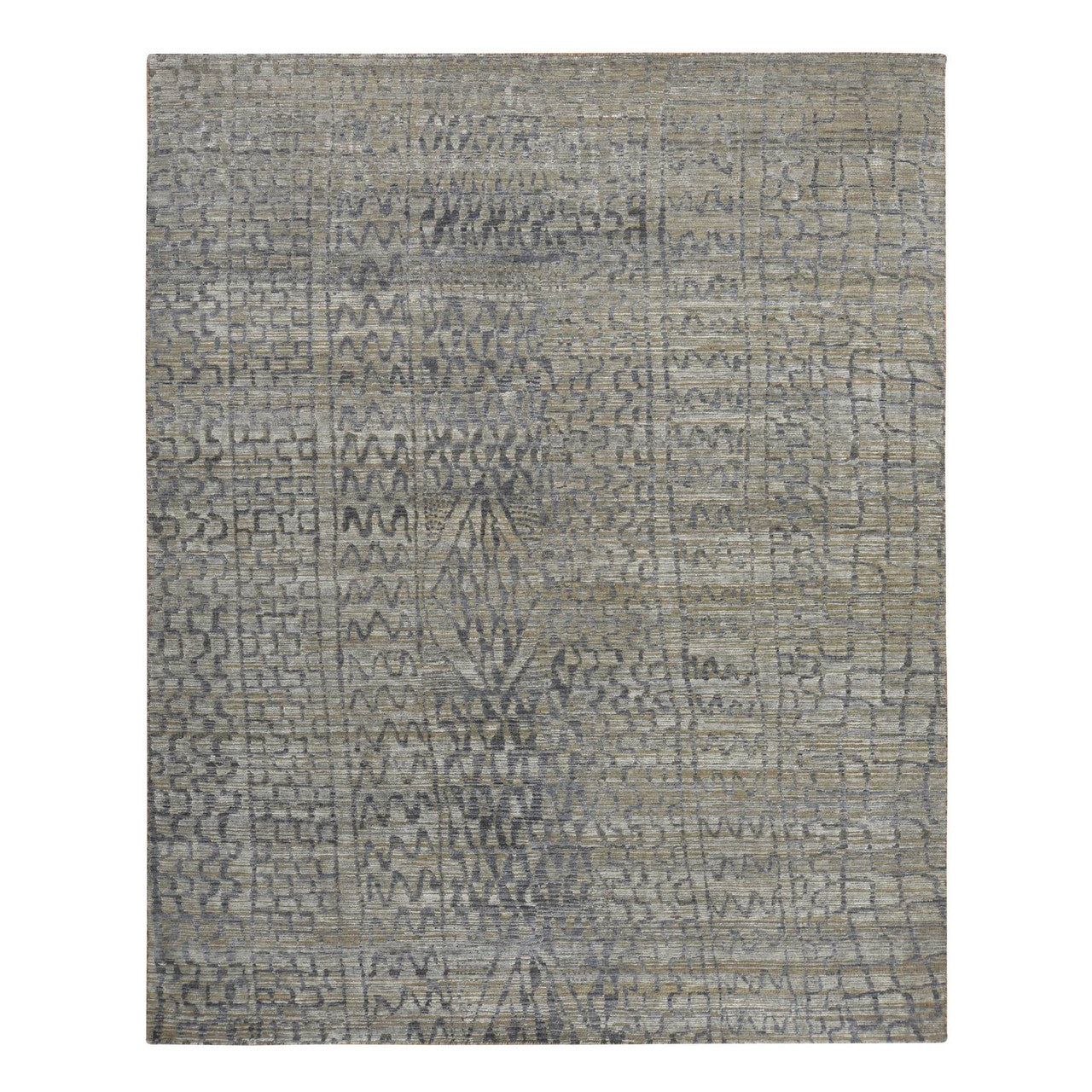 Modern and Contemporary Silk Hand Knotted Rug Grey 8.0x10.1 -O078354