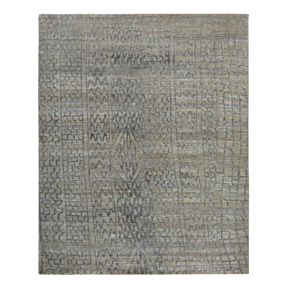 Modern and Contemporary Silk Hand Knotted Rug Grey 8.0x10.1 -O078354