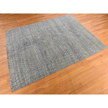 Modern and Contemporary Silk Hand Knotted Rug Grey 8.0x10.1 -O078354