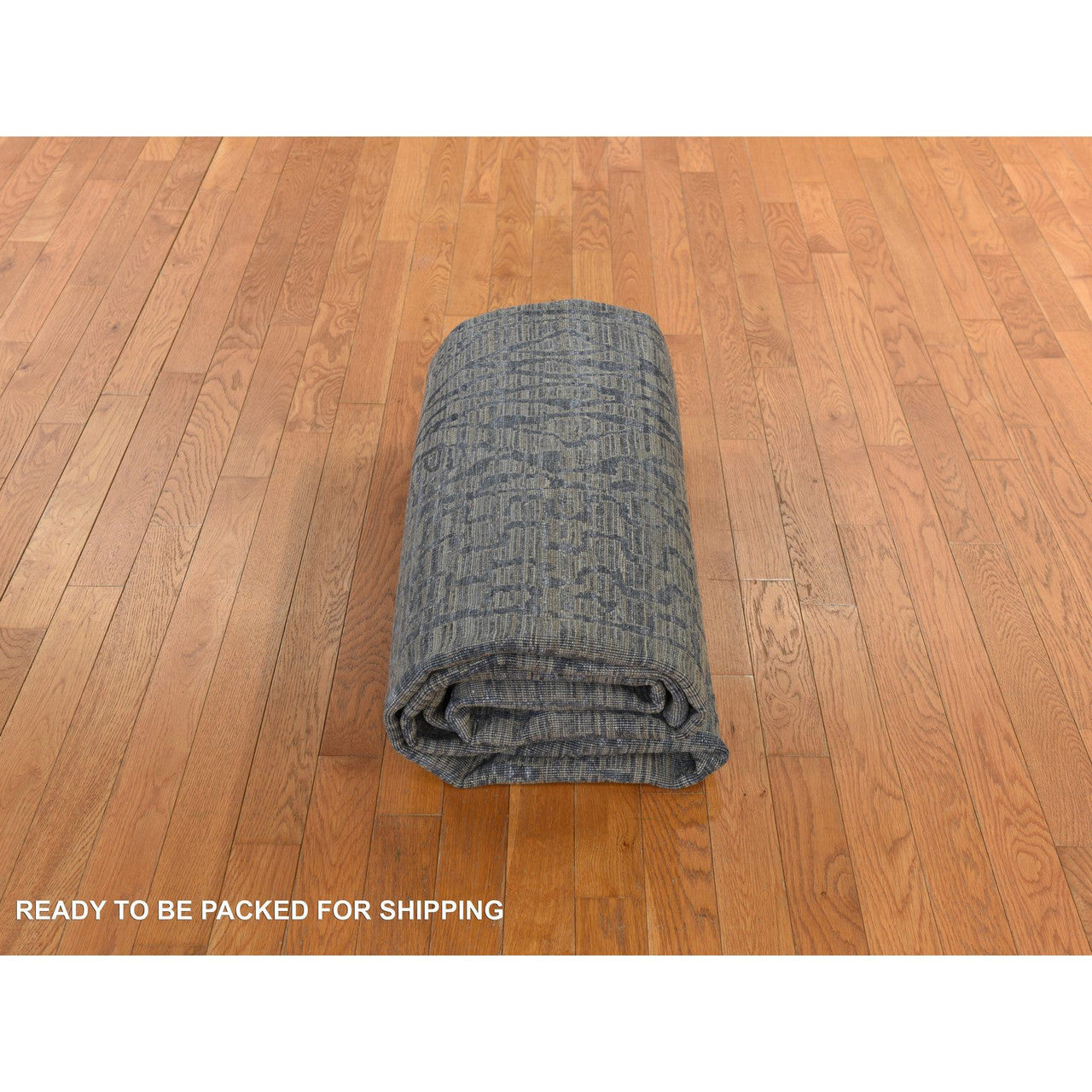 Modern and Contemporary Silk Hand Knotted Rug Grey 8.0x10.1 -O078354
