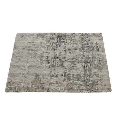 Modern and Contemporary Wool Hand Knotted Rug Grey 2.1x2.5 -O078358
