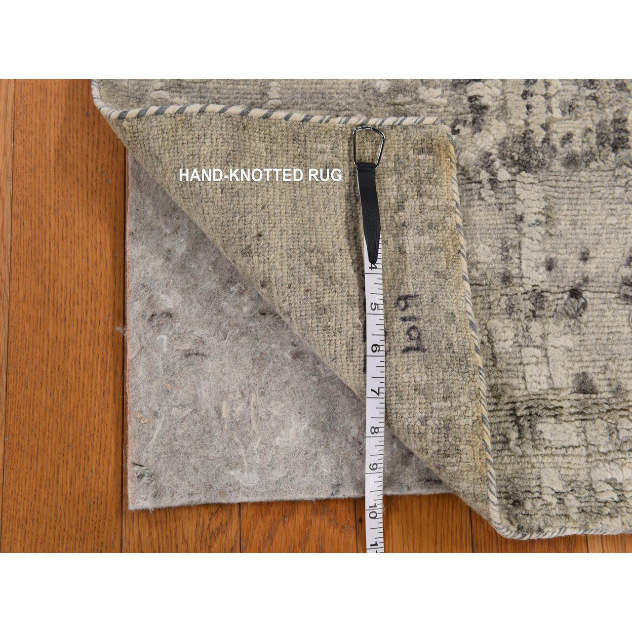 Modern and Contemporary Wool Hand Knotted Rug Grey 2.1x2.5 -O078358