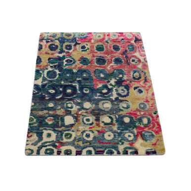 Modern and Contemporary Sari Silk Hand Knotted Rug Blue 2.0x3.2 -O078359