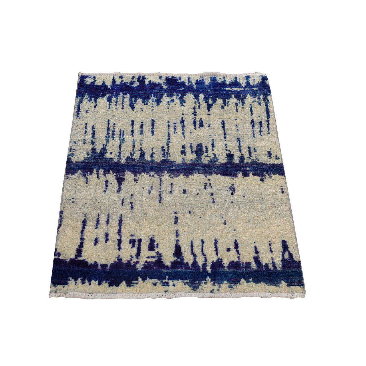 Modern and Contemporary Wool & Silk Hand Knotted Rug Ivory 2.0x3.0 -O078360