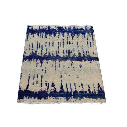 Modern and Contemporary Wool & Silk Hand Knotted Rug Ivory 2.0x3.0 -O078360