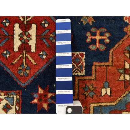 Antique Wool Hand Knotted Rug Blue 4.1x5.10 -O078362