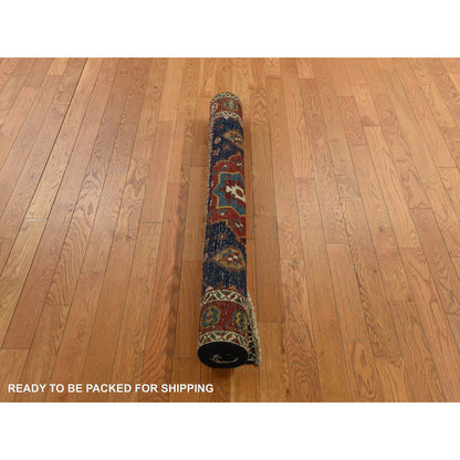 Antique Wool Hand Knotted Rug Blue 4.1x5.10 -O078362