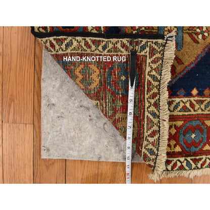 Antique Wool Hand Knotted Rug Blue 4.1x5.10 -O078362