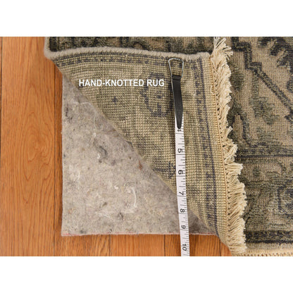 Fine Oriental Wool & Silk Hand Knotted Rug Brown 2.6x6.0 -O078364