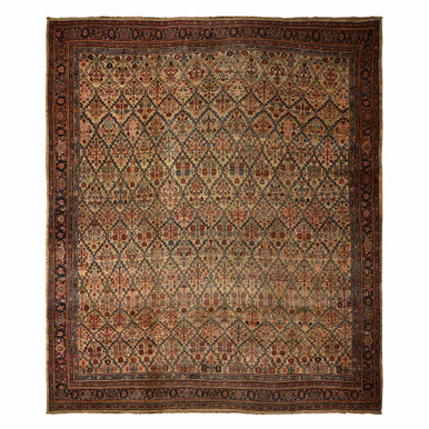 Antique Wool Hand Knotted Rug Brown 12.2x14.7 -O078367