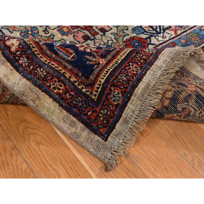 Antique Wool Hand Knotted Rug Brown 12.2x14.7 -O078367