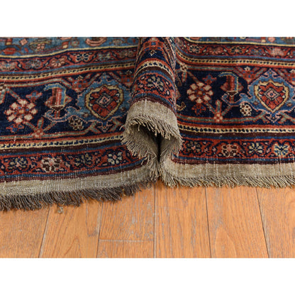 Antique Wool Hand Knotted Rug Brown 12.2x14.7 -O078367