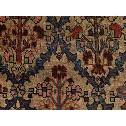 Antique Wool Hand Knotted Rug Brown 12.2x14.7 -O078367