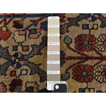 Antique Wool Hand Knotted Rug Brown 12.2x14.7 -O078367