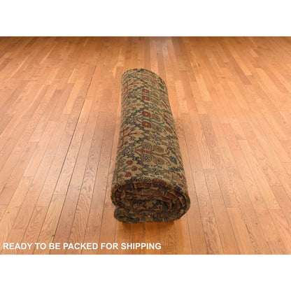 Antique Wool Hand Knotted Rug Brown 12.2x14.7 -O078367
