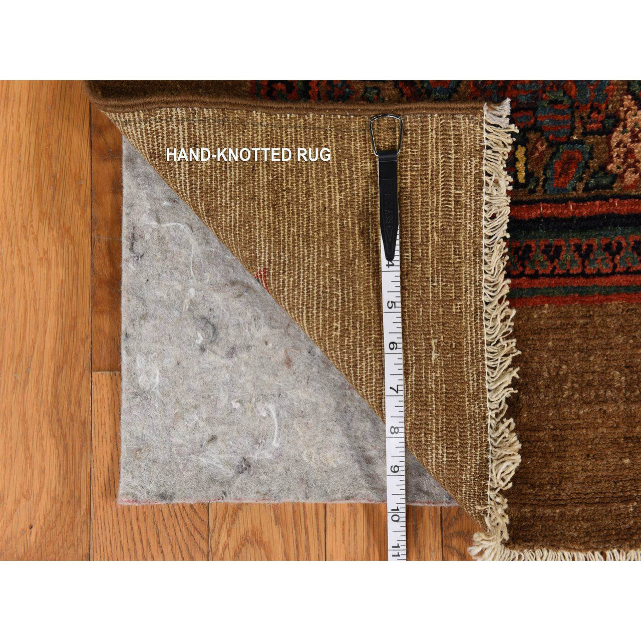 Brown 3'2" x 15'0" Antique Hand knotted Wool Rug - Sku: O078368