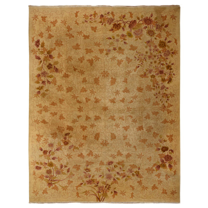 Antique Wool Hand Knotted Rug Brown 8.10x11.8 -O078369
