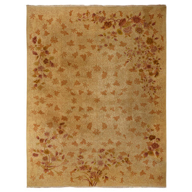 Antique Wool Hand Knotted Rug Brown 8.10x11.8 -O078369