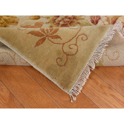 Antique Wool Hand Knotted Rug Brown 8.10x11.8 -O078369