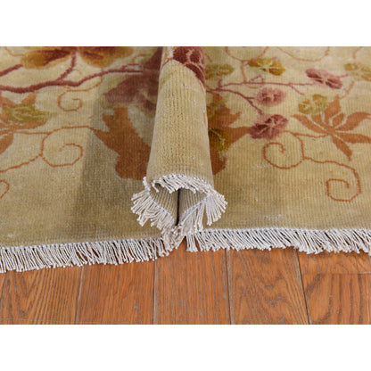 Antique Wool Hand Knotted Rug Brown 8.10x11.8 -O078369
