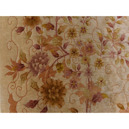 Antique Wool Hand Knotted Rug Brown 8.10x11.8 -O078369