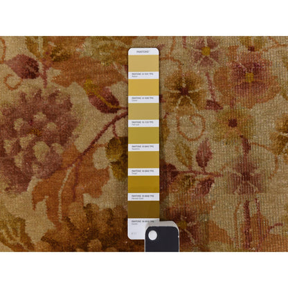 Antique Wool Hand Knotted Rug Brown 8.10x11.8 -O078369