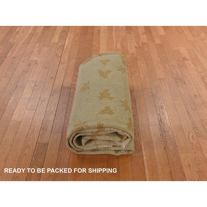 Antique Wool Hand Knotted Rug Brown 8.10x11.8 -O078369