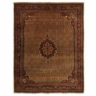 Antique Wool Hand Knotted Rug Yellow 10.5x13.8 -O078373