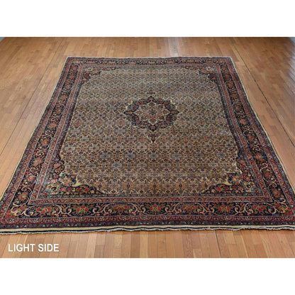Antique Wool Hand Knotted Rug Yellow 10.5x13.8 -O078373