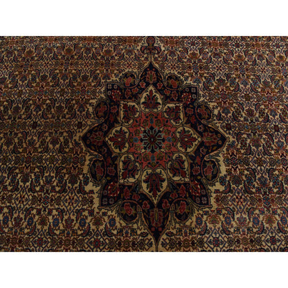 Antique Wool Hand Knotted Rug Yellow 10.5x13.8 -O078373