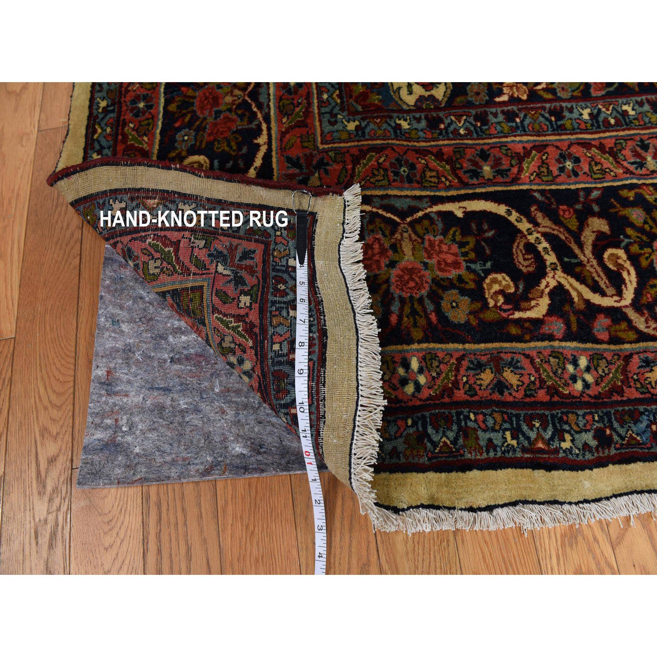 Ivory 10'5" x 13'8" Antique Hand knotted Wool Rug - Sku: O078373