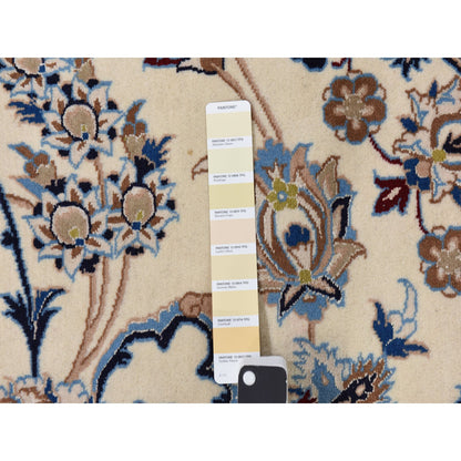 Persian Wool & Silk Hand Knotted Rug Ivory 13.7x20.7 -O078375
