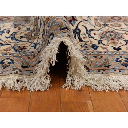 Persian Wool & Silk Hand Knotted Rug Ivory 13.7x20.7 -O078375