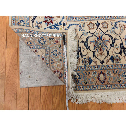Persian Wool & Silk Hand Knotted Rug Ivory 13.7x20.7 -O078375